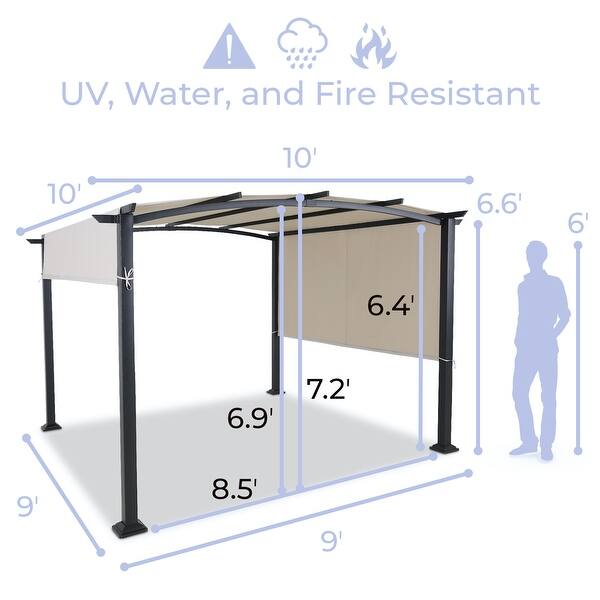 10' x 10' Steel Outdoor Arched Pergola w/ Adjustable & Removable